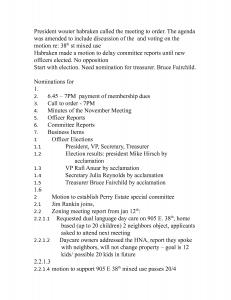 January 18, 2012 HNA Minutes
