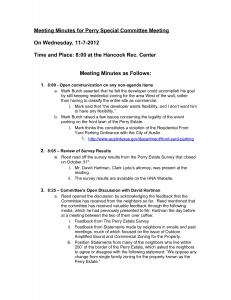 Meeting Minutes for Perry Special Committee Meeting - 11-7-2012  