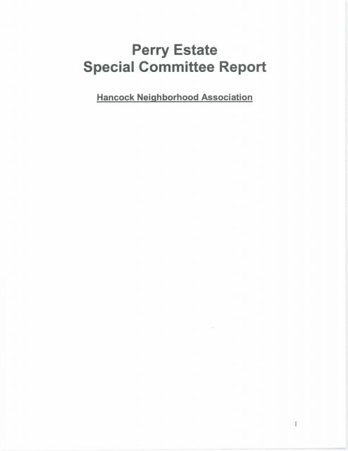 Special Committee Report for the Perry Estate