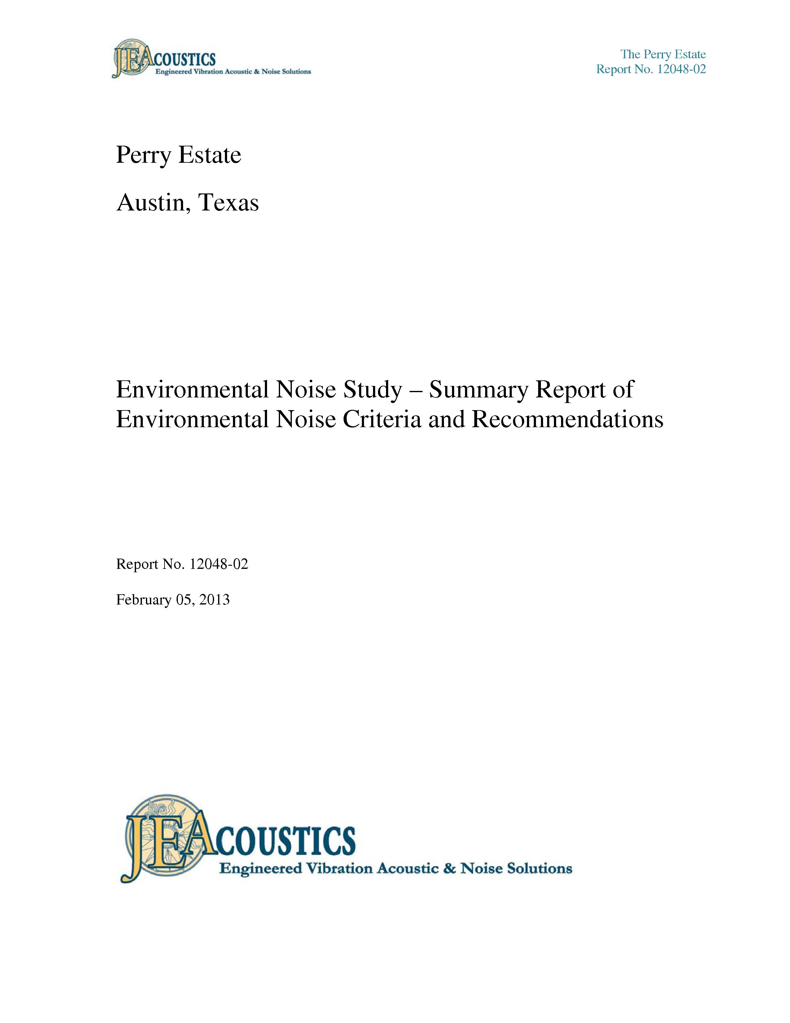 Chad Himmel's Evironmental Noise Criteria and Recommendations Report