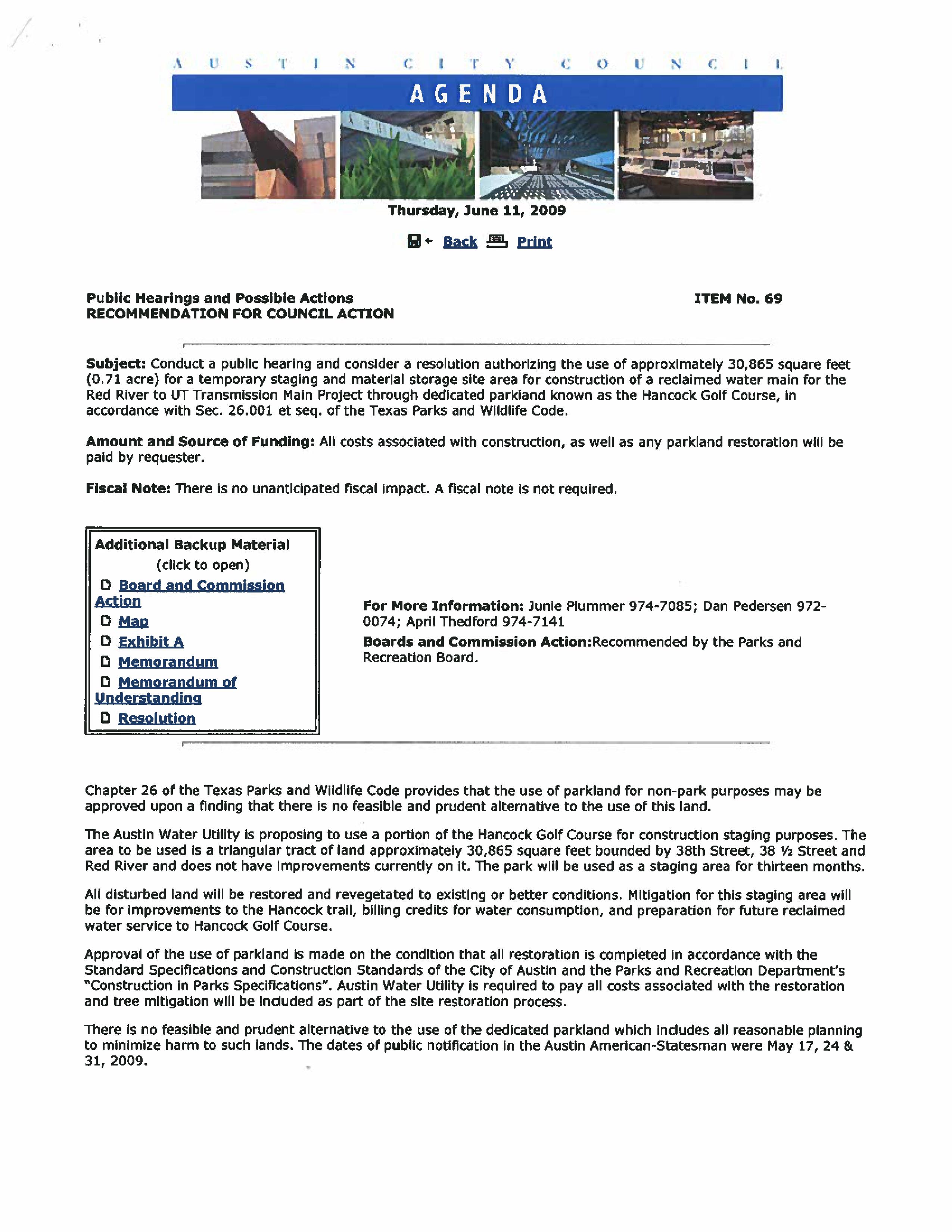 Memo - Reclaimed Water Line (attachment H)
