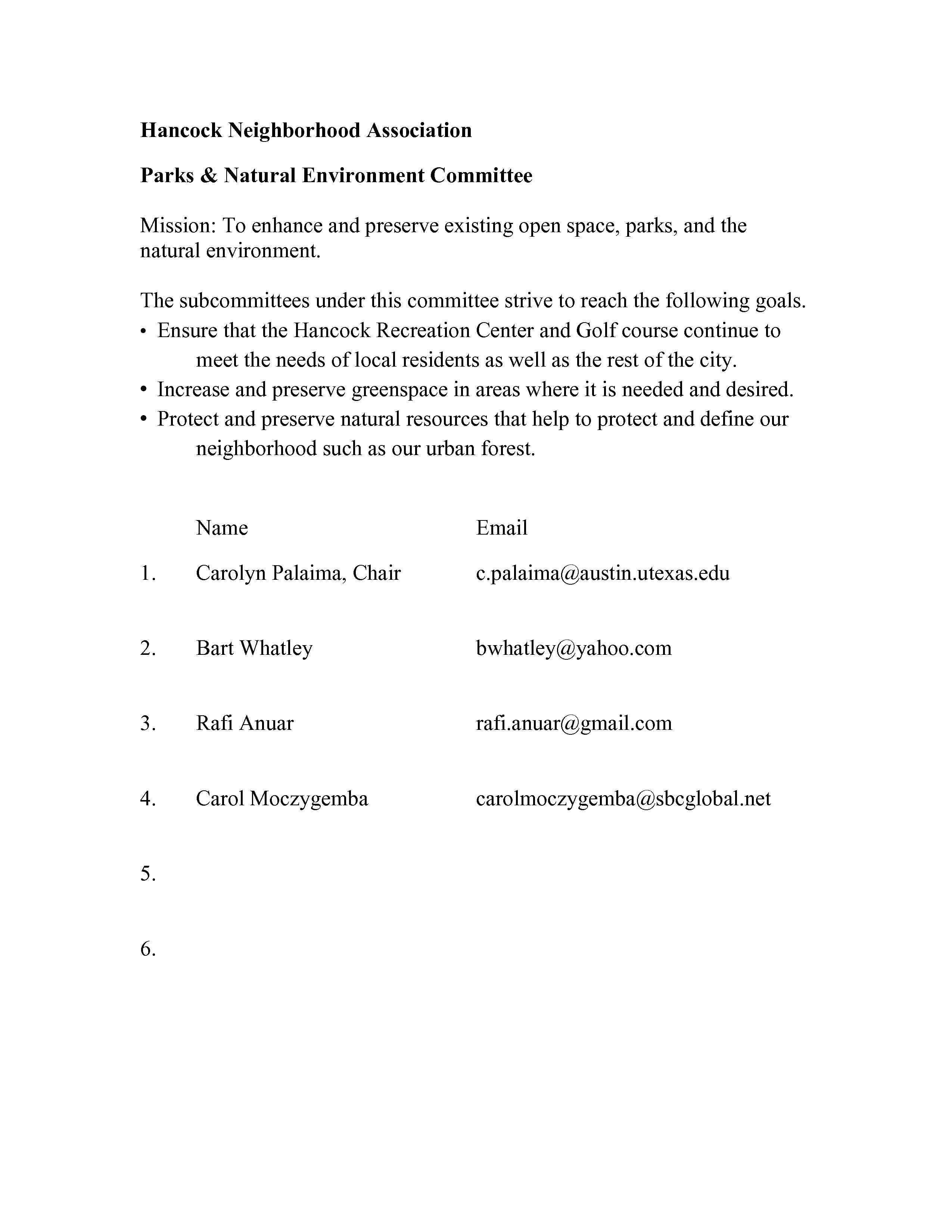 Parks & Natural Environment Committee