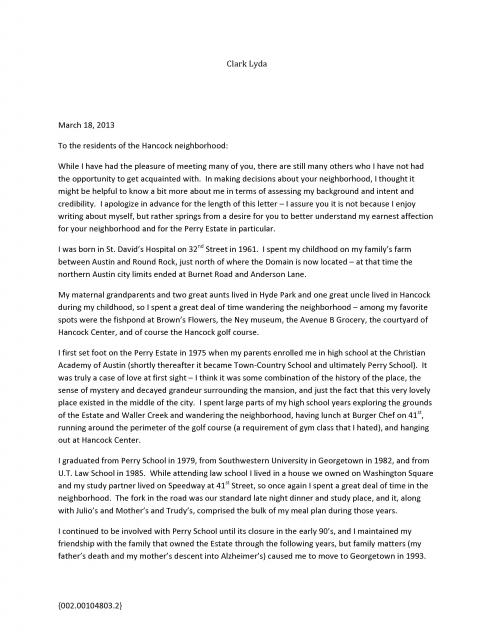 Clark Lyda 3-19-13 Letter to HNA